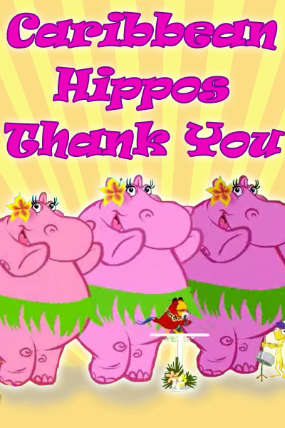 Caribbean Hippos Thank You Ecard
